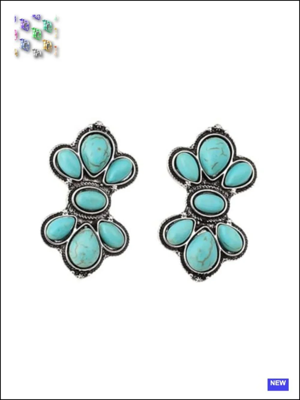 Bohemian Turquoise Oval Drop Dangle Earrings Vintage Geometric Ethnic Teardrop